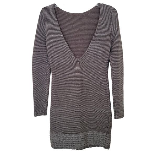 Moda International Dress Size Small S Long Sleeve Low Back Scalloped Hem Modest - Picture 4 of 9